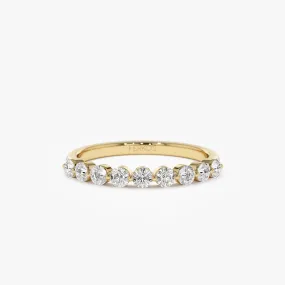 14k 0.55ctw 9 Stone Shared Prong Diamond Wedding Band