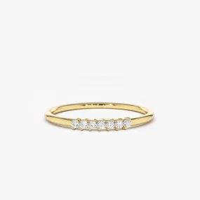 14k Gold 7 Stone Petite Diamond Wedding Band