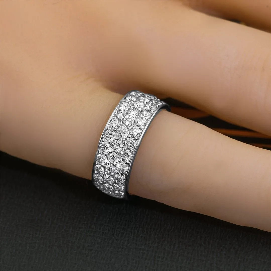 14K Solid White Gold Diamond Wedding Ring Band 3.6 Cwt.