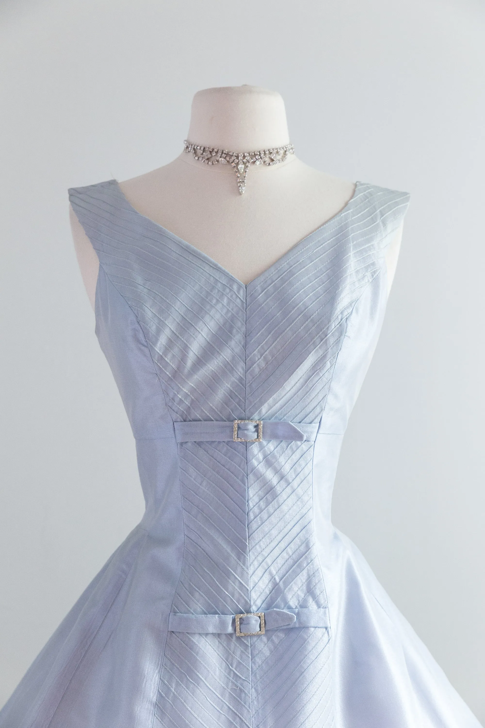 1950's Hydrangea Silk Organza Party Dress With Sheer Jacket / Waist 27