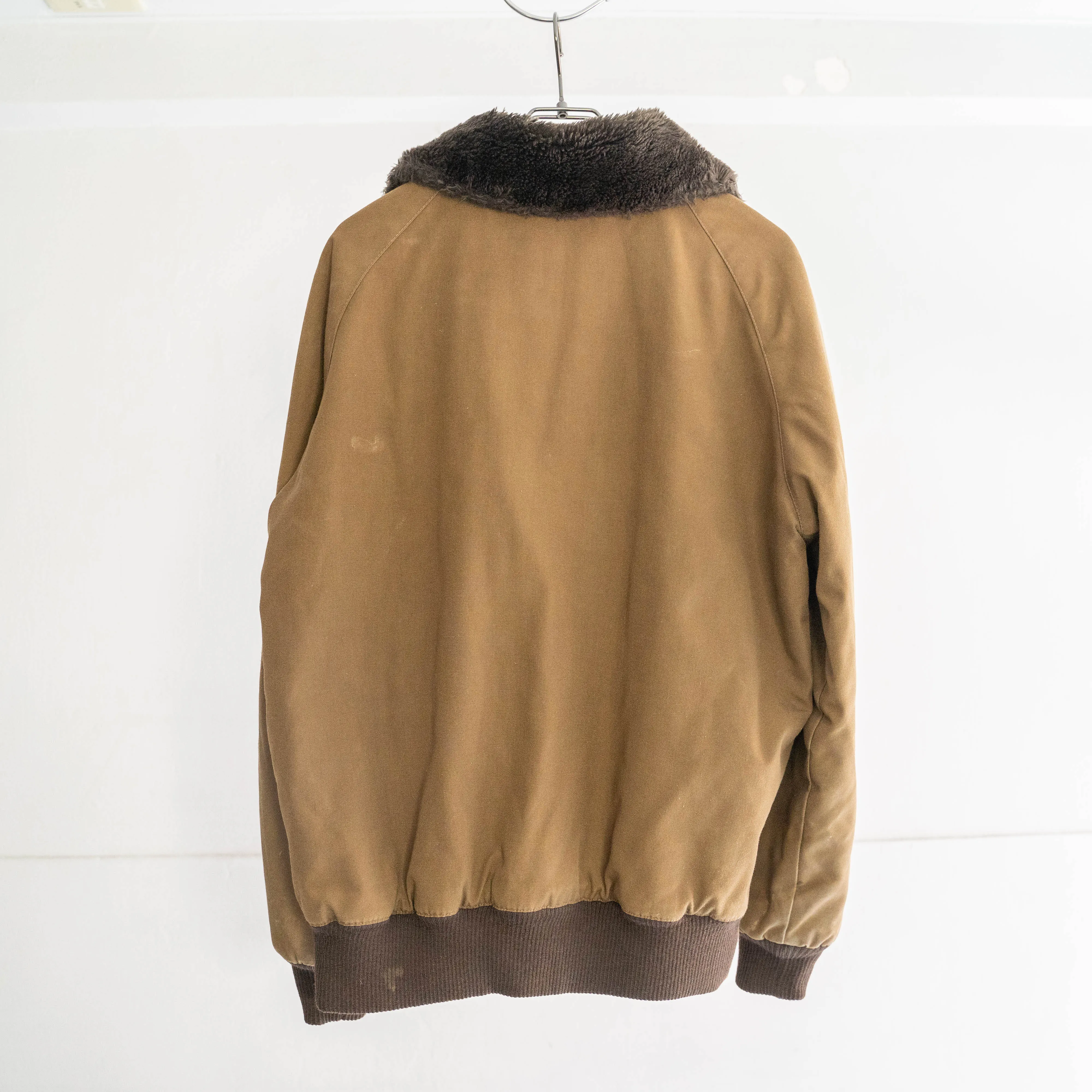 1970-80s brown color zip up work blouson "fur-piece"