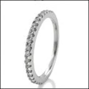 2mm Narrow Wedding Band  Pave Set .50 Total Cubic Zirconia White Gold 14k