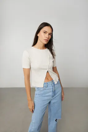 ASYMMETRICAL BUTTON FRONT TOP