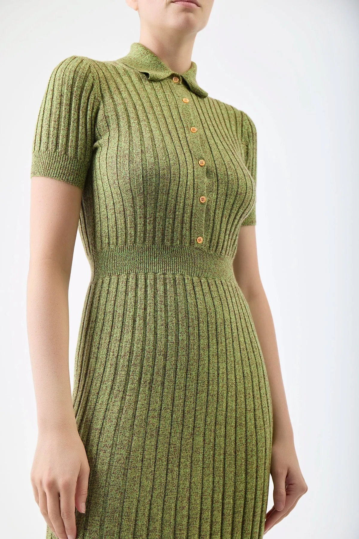 Avant Knit Dress in Green Multi Cashmere Silk