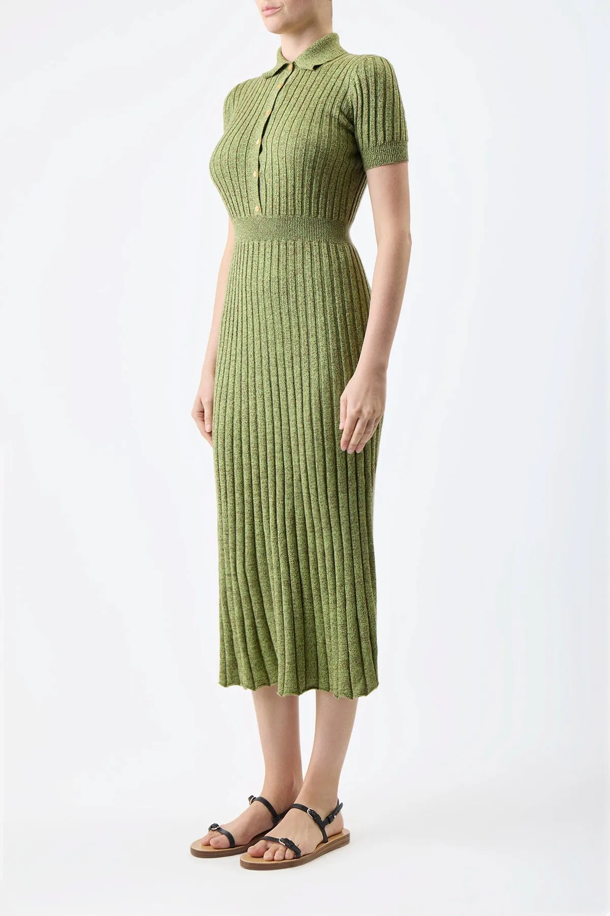 Avant Knit Dress in Green Multi Cashmere Silk