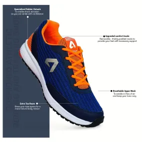 Avant Men's Cushioned Athletic Running and Training Shoes - Navy/Orange