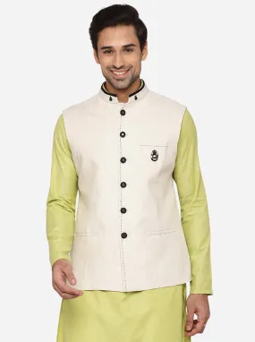 Beige Bandhgala Jacket | JB Studio