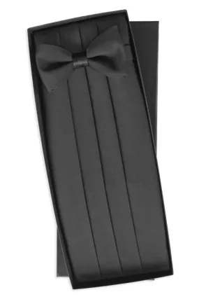 Black Silk Cummerbund & Bow Tie Set