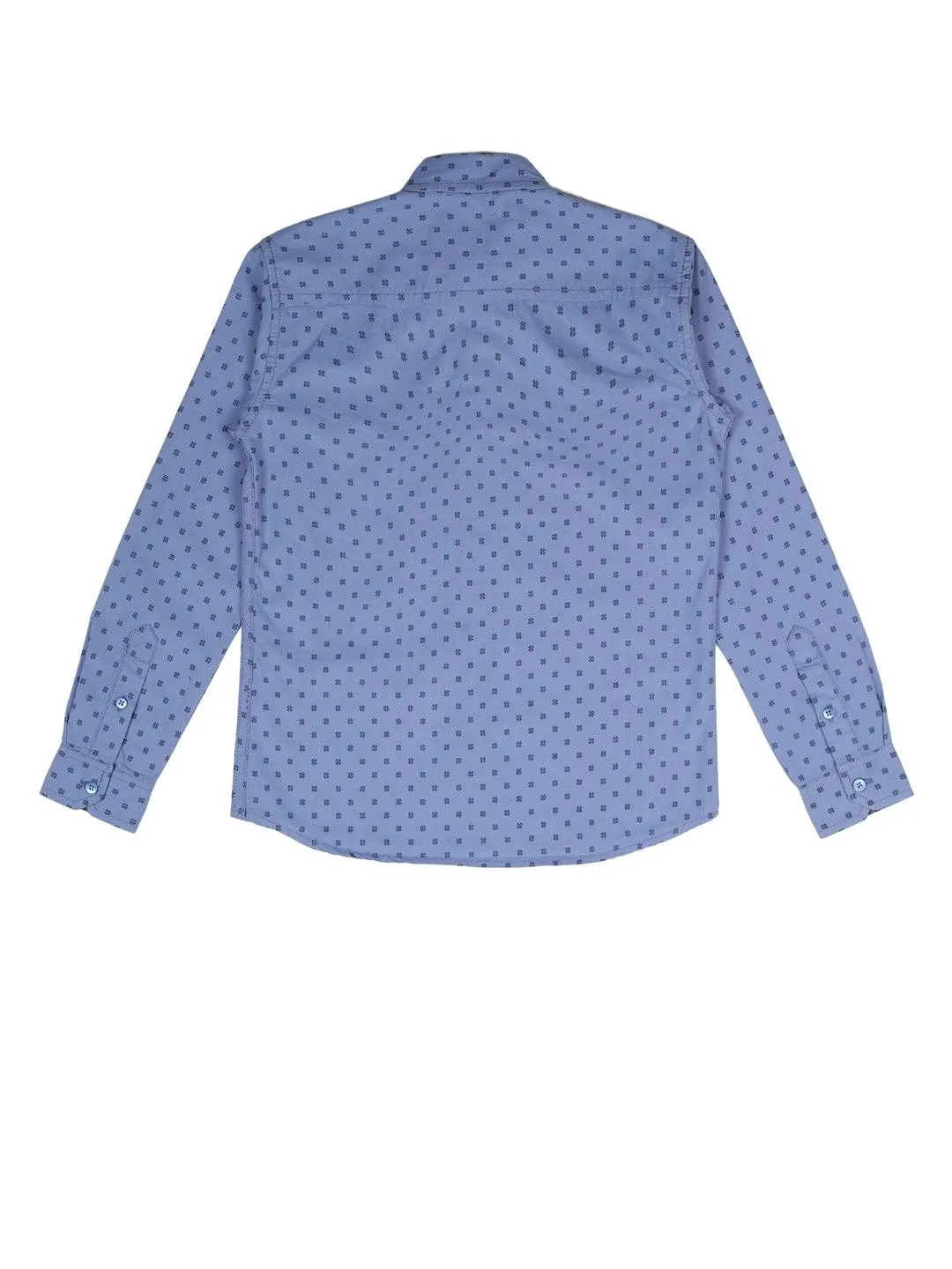 BOY'S BLUE PRINTED REGULAR FIT SHIRT