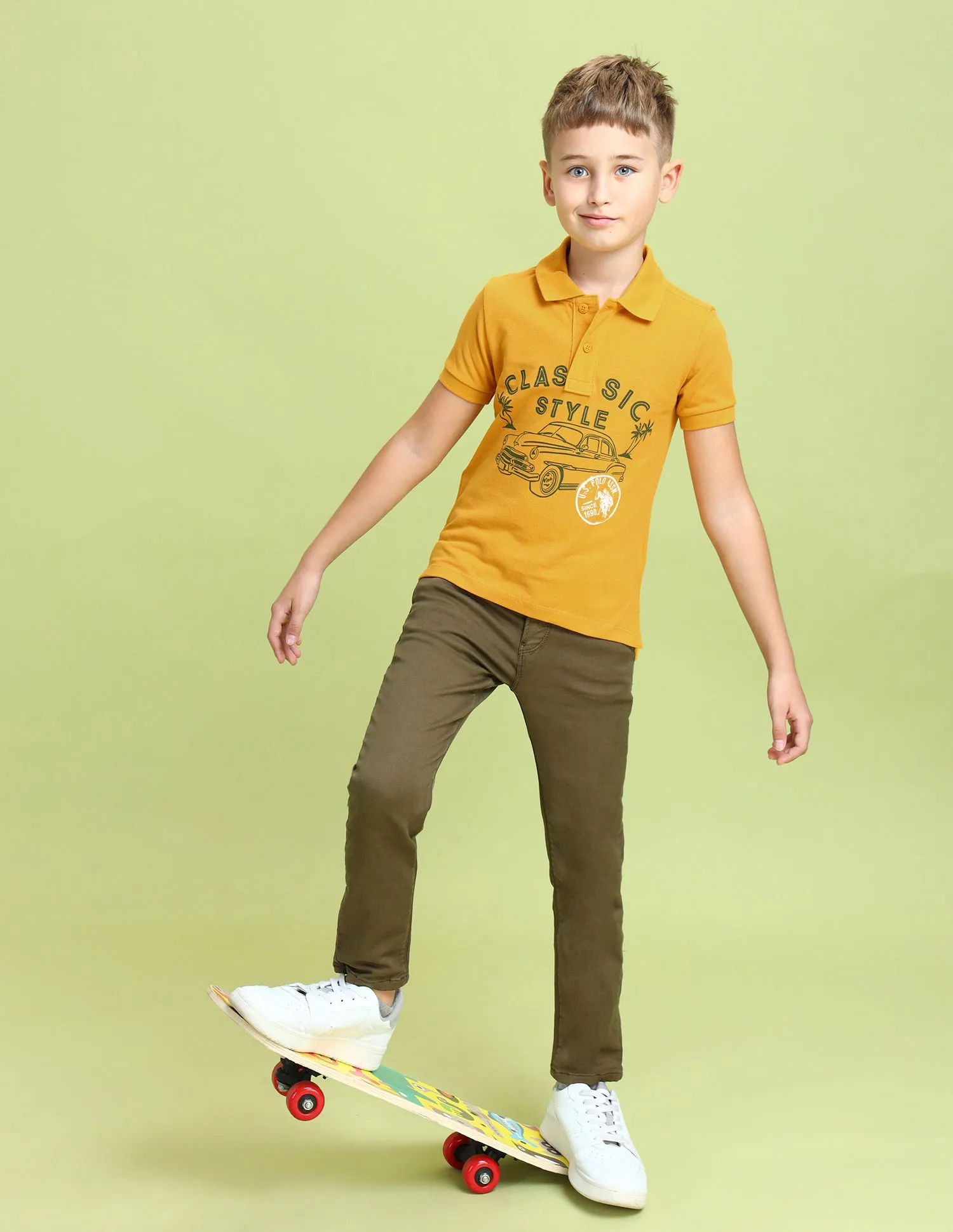 Boys Graphic Printed Regular Fit Polo Shirts