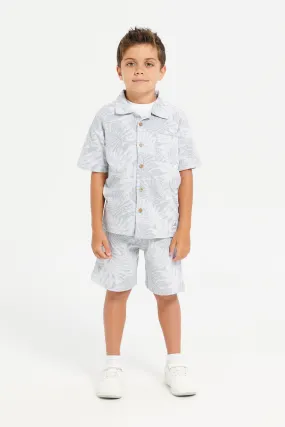 Boys Grey And White Printed Casual Set (3 Piece)