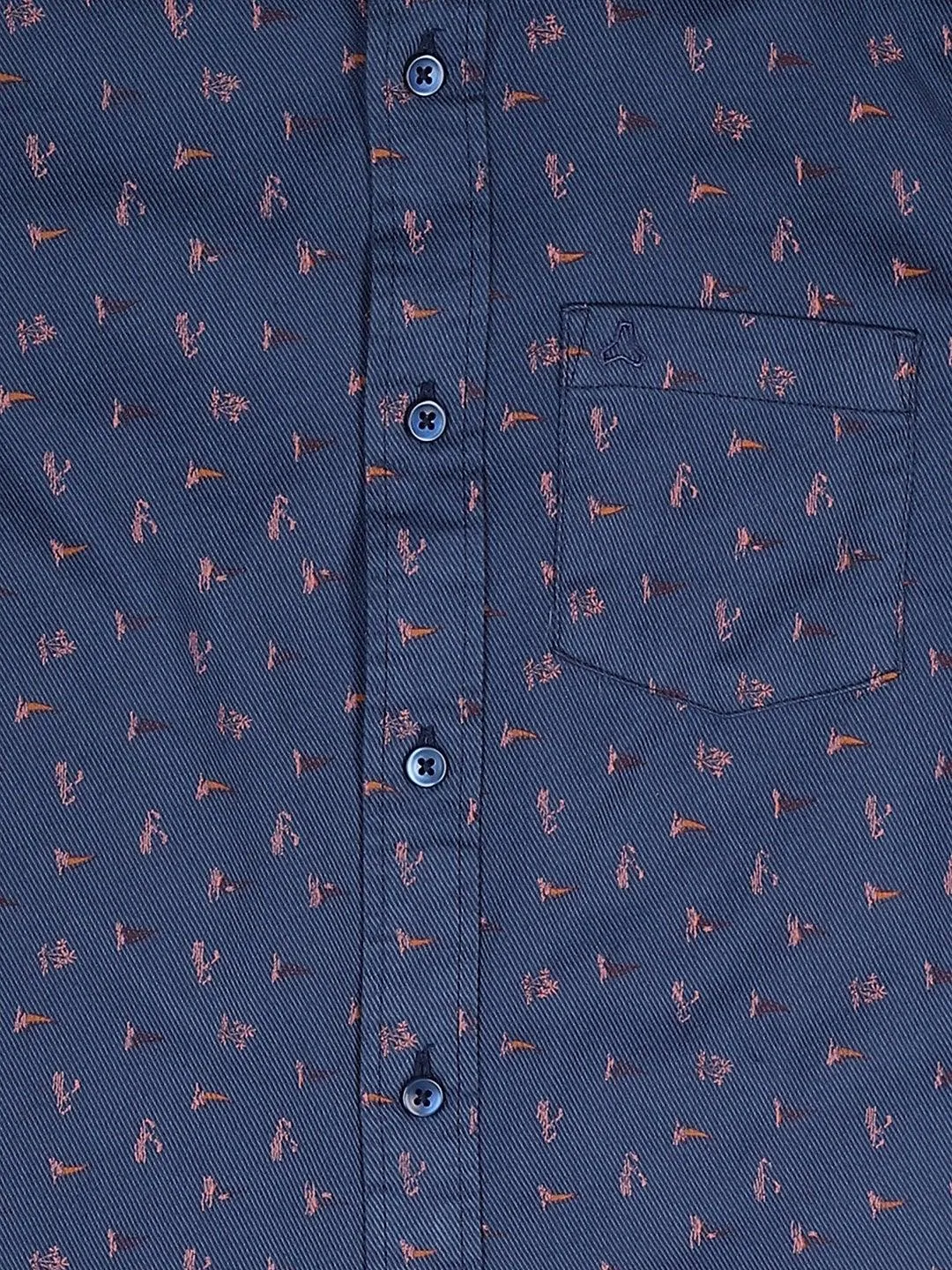 BOY'S NAVY PRINTED REGULAR FIT SHIRT