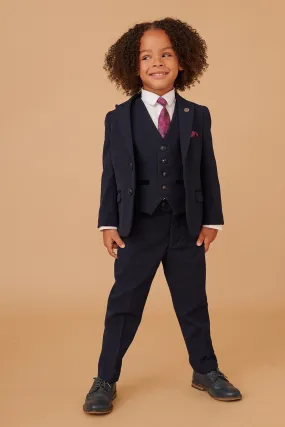 BROMLEY - Children's Navy Check Print Three Piece Suit