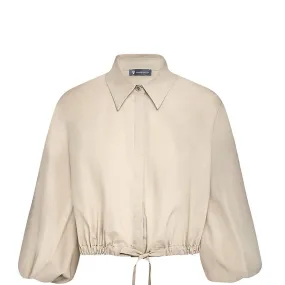 CROPPED TOP "HENNY" IN BEIGE WITH DRAWSTRING