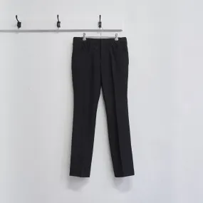 curved seam buckle trousers