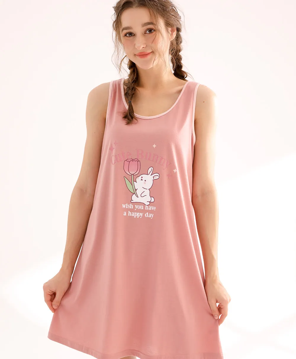 Cute Bunny Sleeveless Sleep Dress