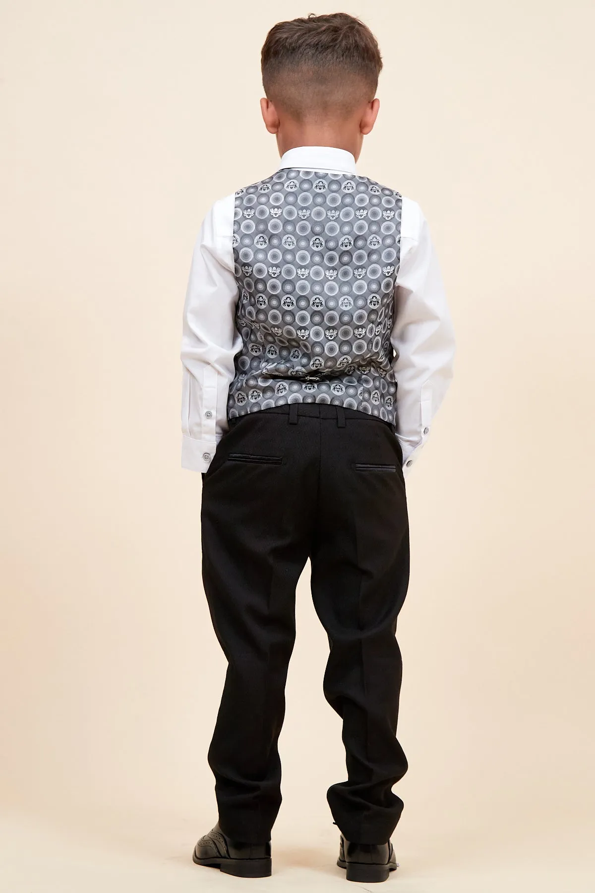 DALTON - Children's Black Tux Lapel Diamond Three Piece Suit