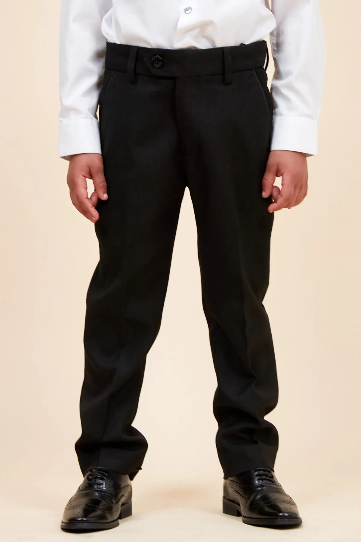 DALTON - Children's Black Tux Lapel Diamond Three Piece Suit