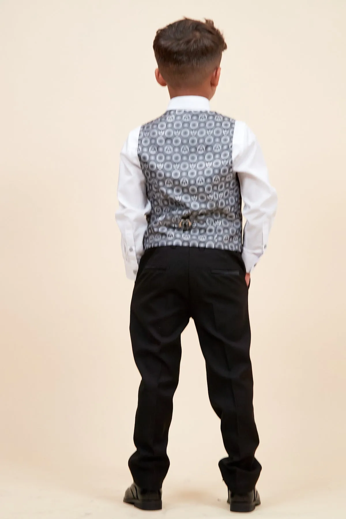 DALTON - Children's Black Tux Lapel Diamond Three Piece Suit