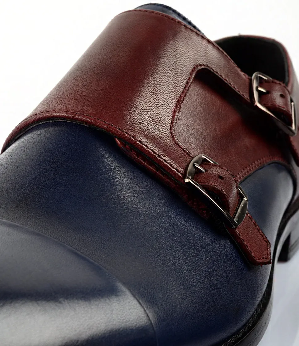 Double Monk Straps Cap toe - Blue & Burgundy