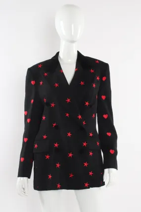 Embroidered Stars Hearts Bows Blazer