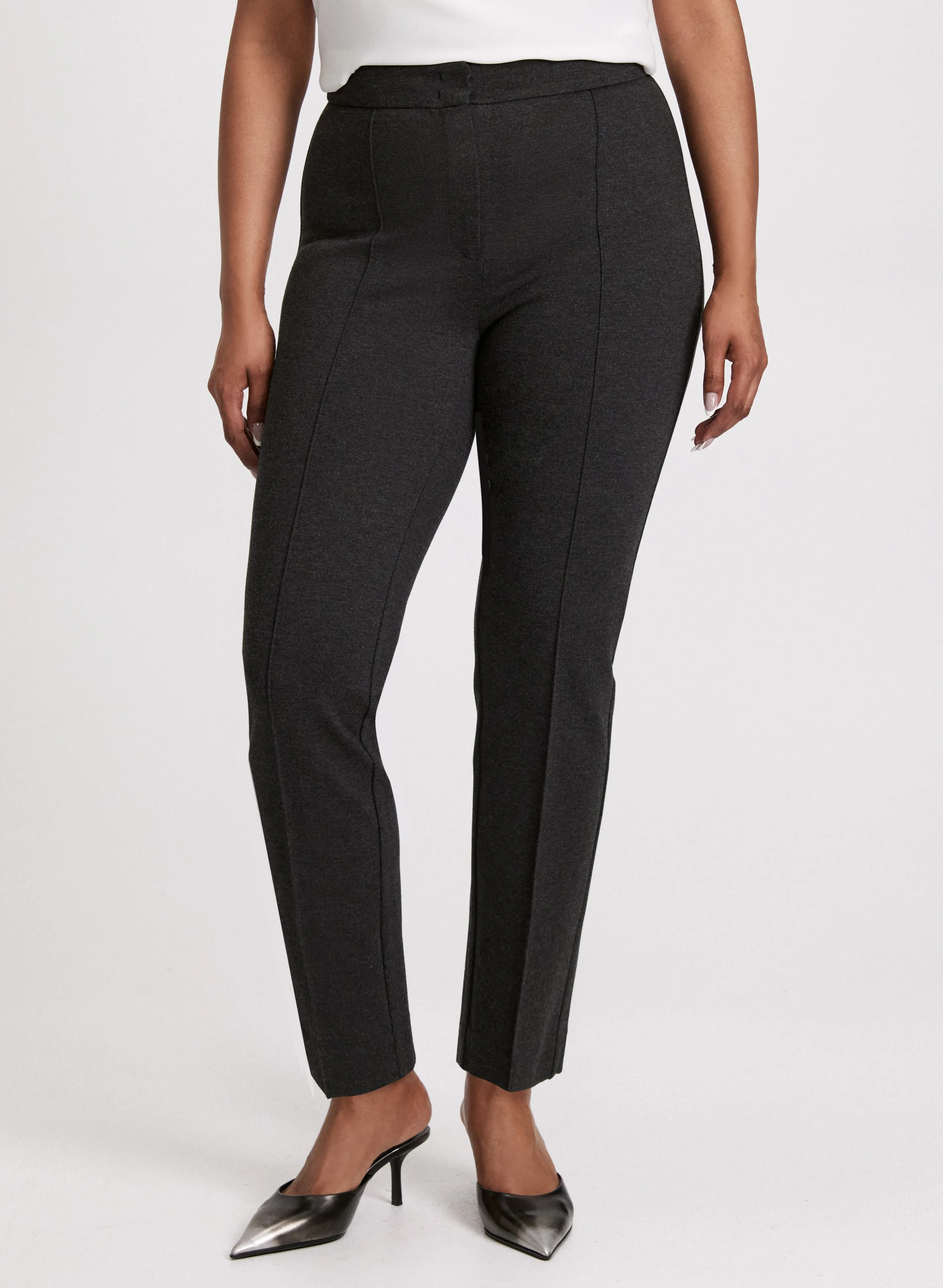 Emma Pintuck Detail Slim-Leg Pants – Regular