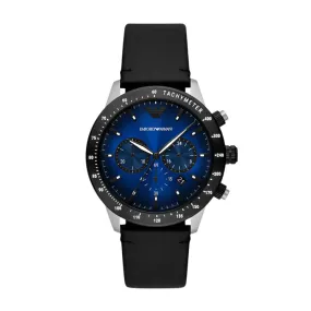 Emporio Armani Chronograph Black Leather Strap Men's Watch | AR11522