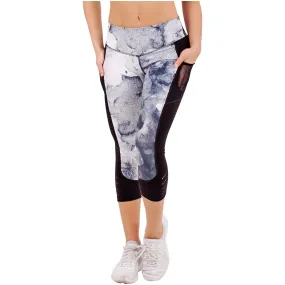 FLEXMEE 944006 Marble Sublimated Mid Rise Capri Leggings | Microfiber