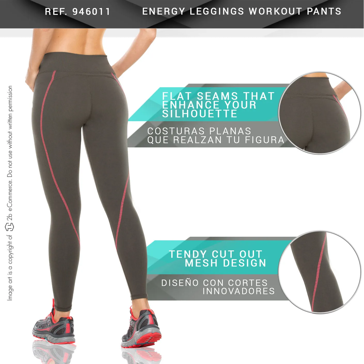 Flexmee 946011 Energy Panels Leggings  Activewear Workout Pants Trousers