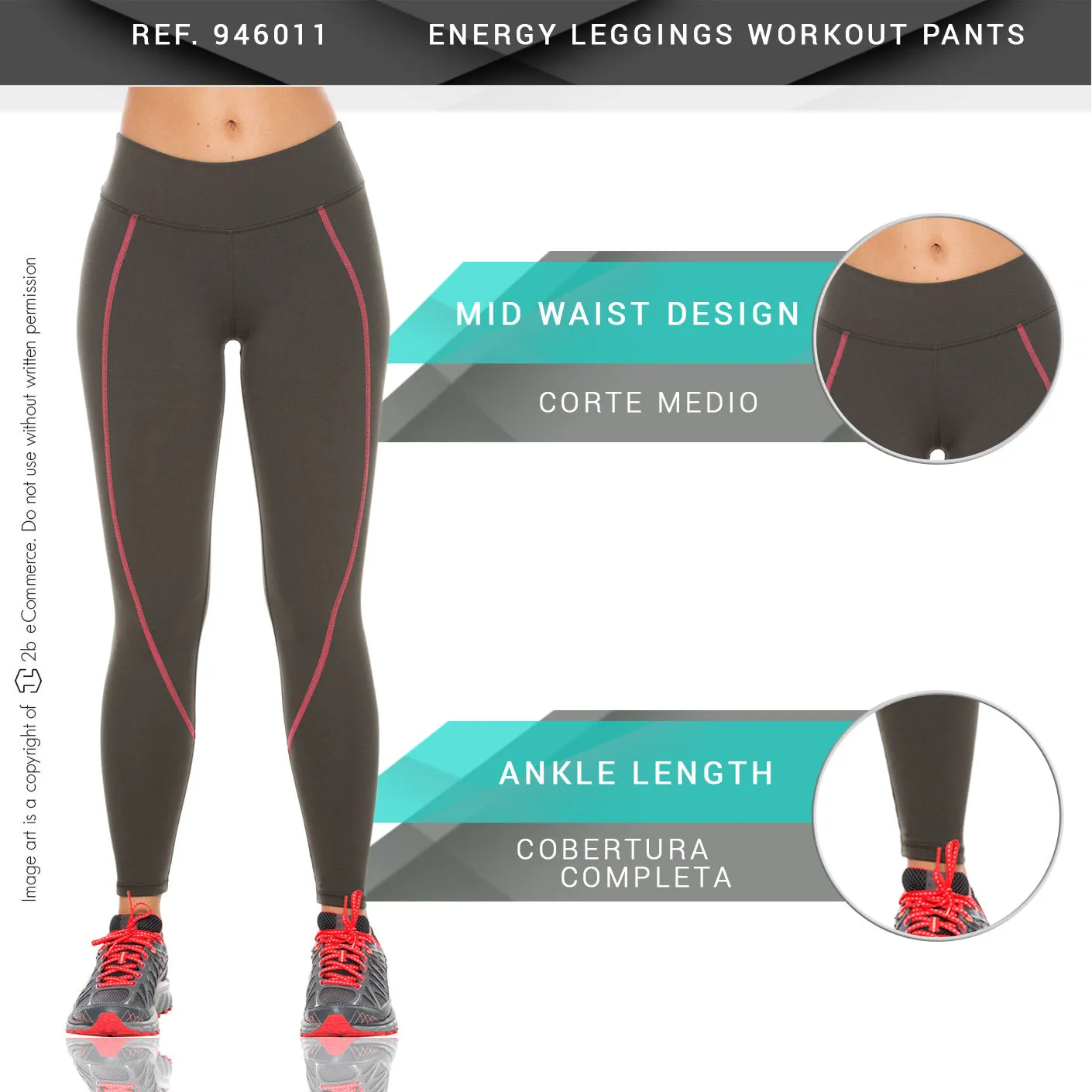 Flexmee 946011 Energy Panels Leggings  Activewear Workout Pants Trousers