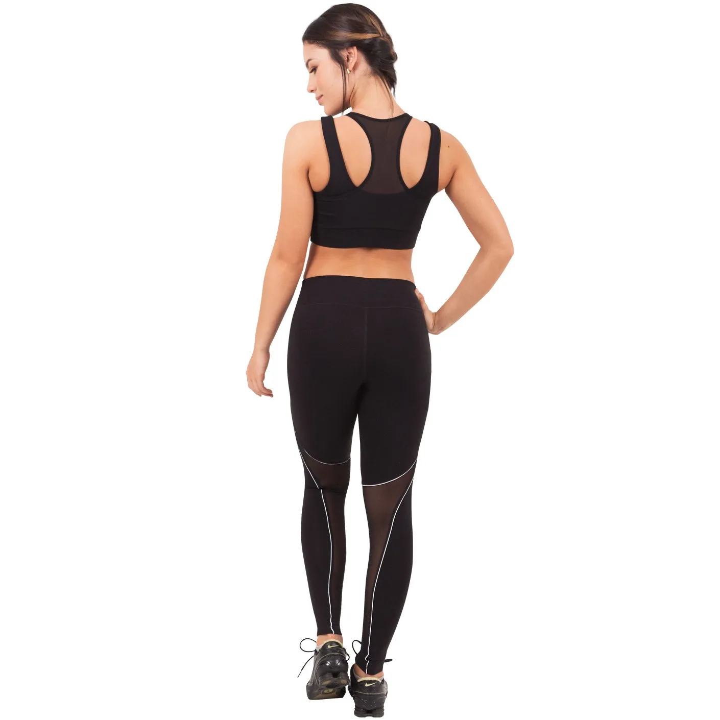 FLEXMEE 946074 | Waves Mid Rise Active Sports Leggings With Mesh | Supplex 360