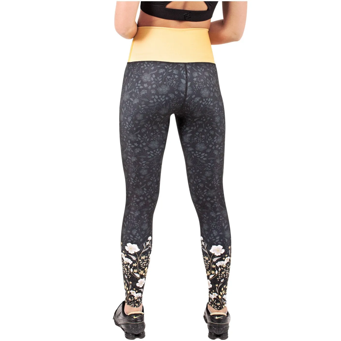 FLEXMEE 946077 | Luxury Golden Sublimated Mid Rise Sports Leggings | Microfiber