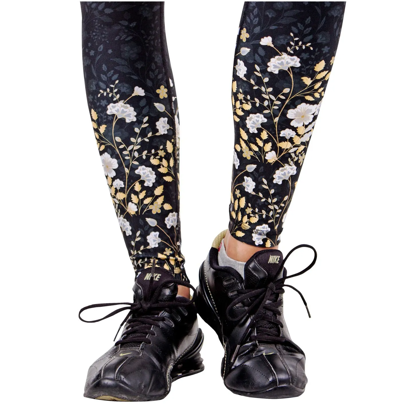 FLEXMEE 946077 | Luxury Golden Sublimated Mid Rise Sports Leggings | Microfiber