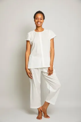 Gabby Short Sleeve Cropped Pant PJ Set-White