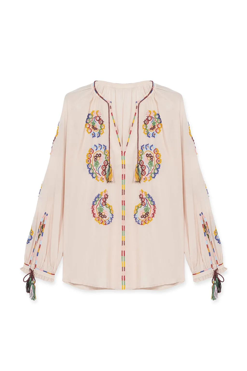 GHODSI EMBROIDERED COTTON BLOUSE