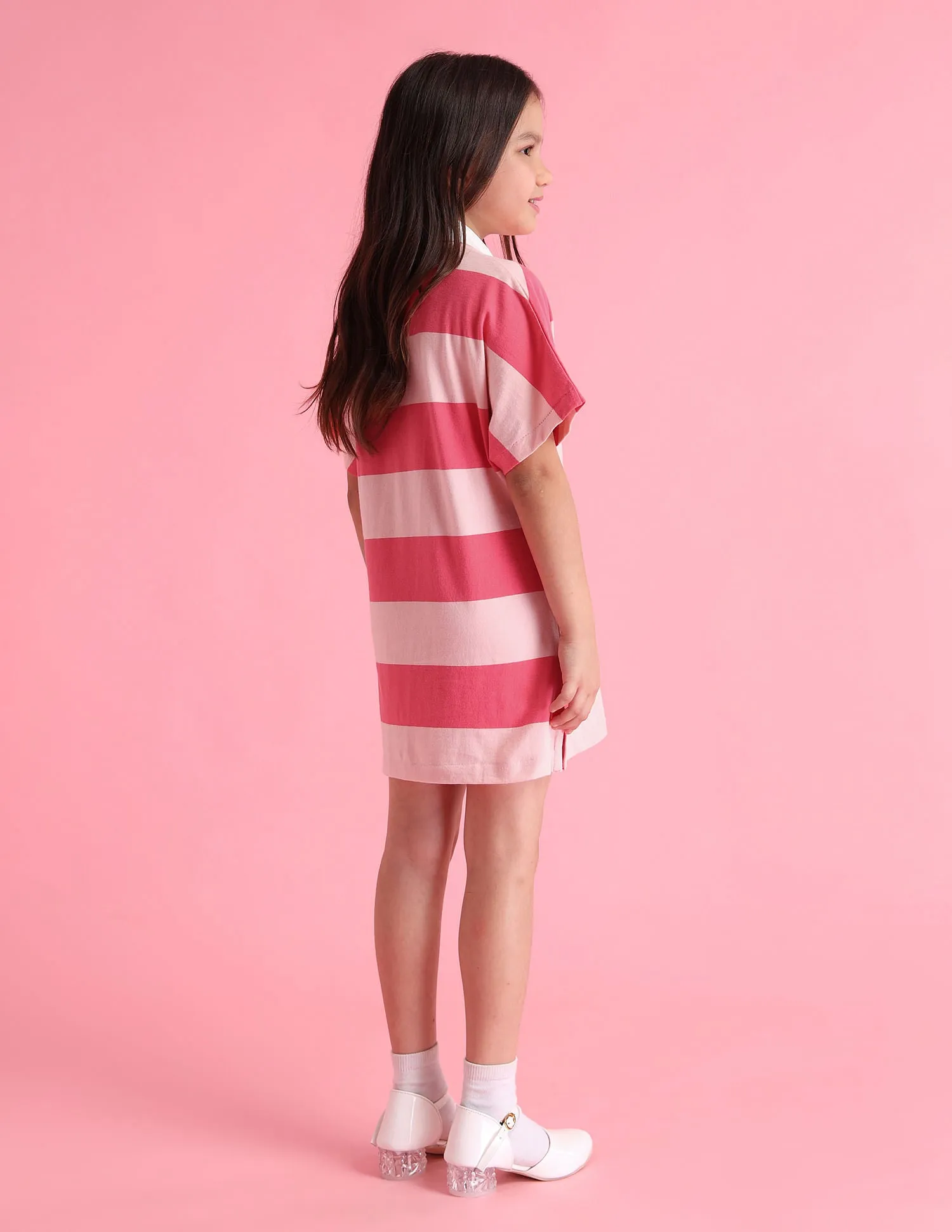 Girls Horizontal Stripe Cotton Dress