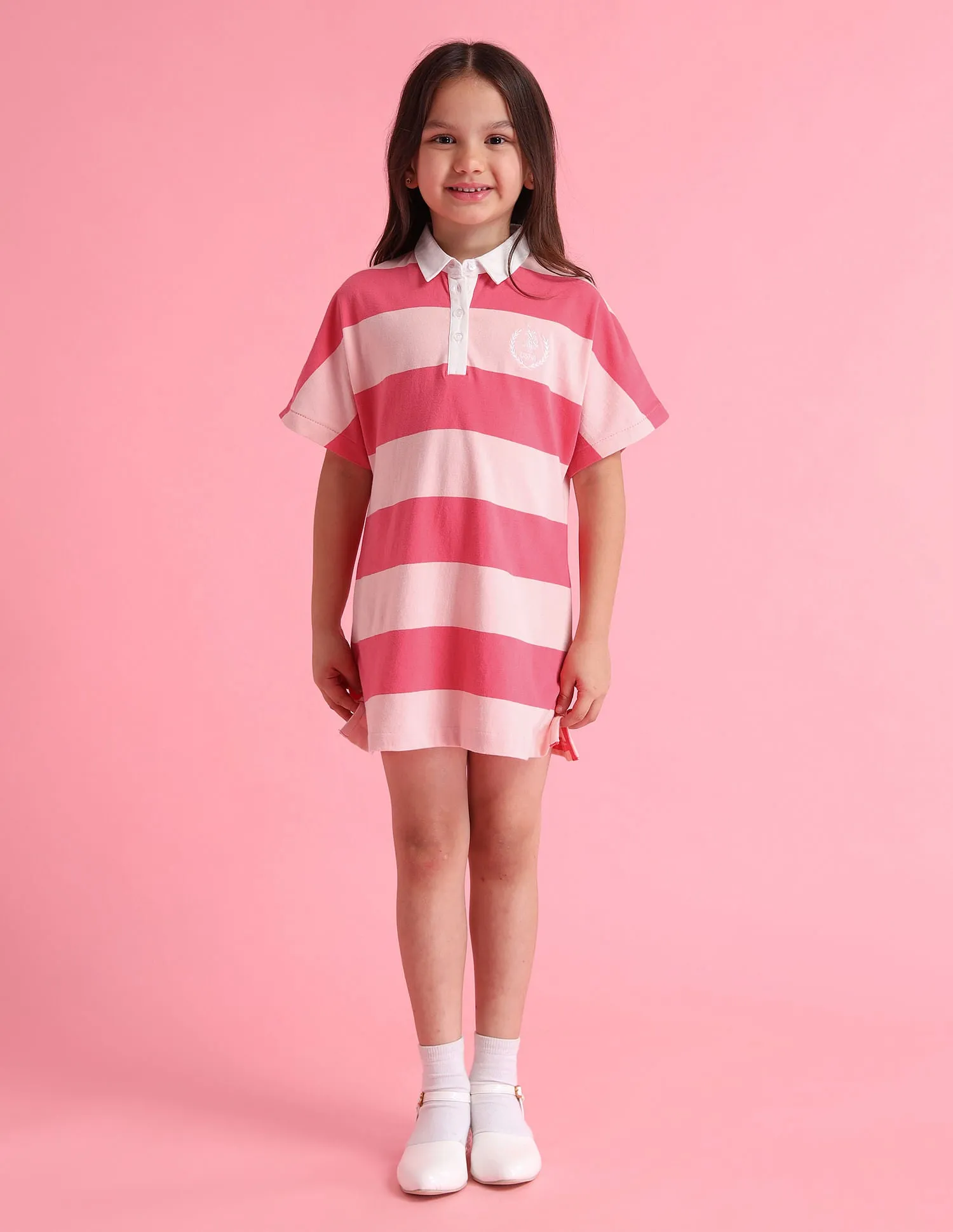 Girls Horizontal Stripe Cotton Dress