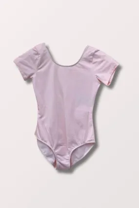 Girls Short Sleeve Round Neck Leotard - Candy Pink