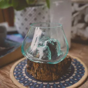 Glass Globe on Natural Wood - 5"