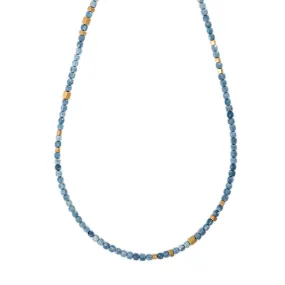 GOLD HEXAGON BEADS   BLUE OPAL BEADED NECKLACE