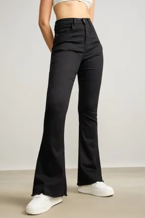 High Waisted Slim Black Bootcut Jeans