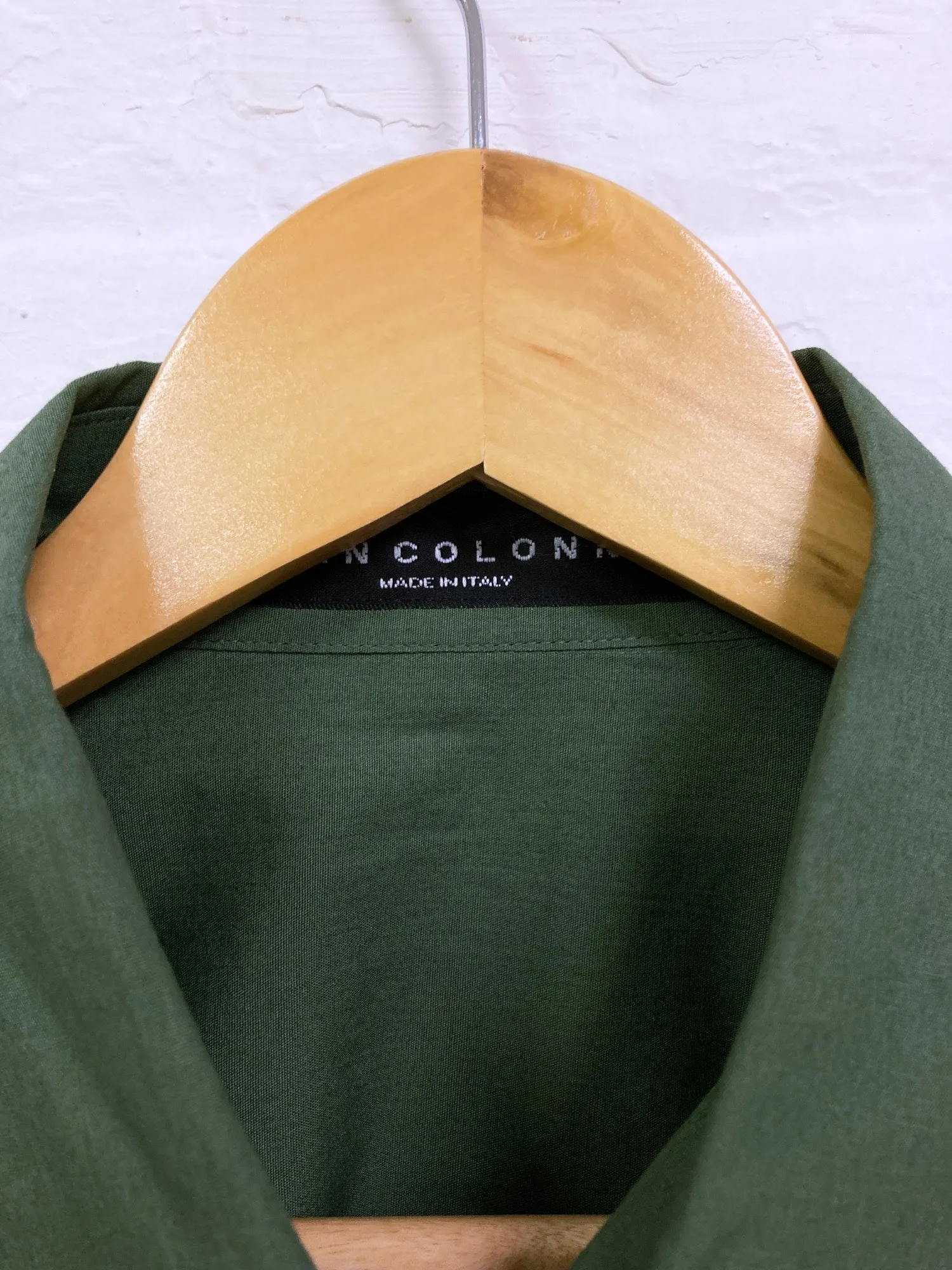 Jean Colonna khaki green cotton darted long sleeve shirt - size 48