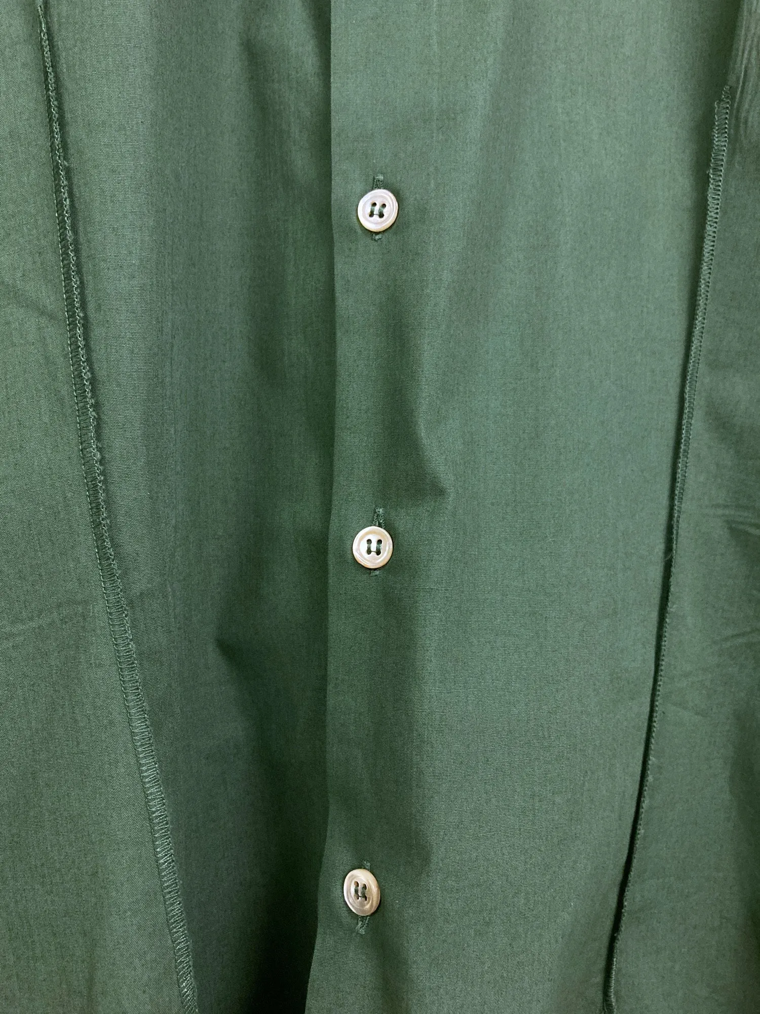 Jean Colonna khaki green cotton darted long sleeve shirt - size 48