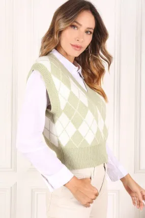 Knitted Argyle Sweater Vest