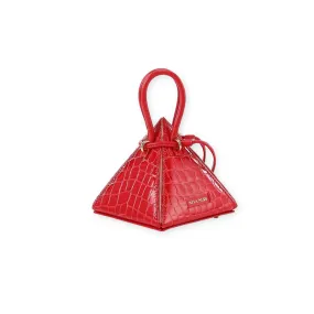 LIA Exotic Croc-Embossed Passion Red Leather Mini Bag