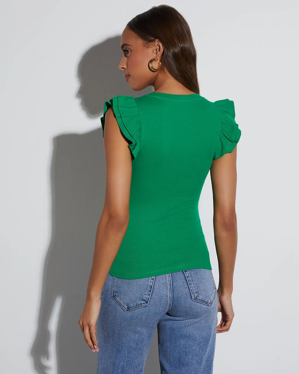 Morie V-Neck Ruffle Sleeve Top