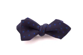 Navy & Blue Polka Dot Wool Challis Bow Tie