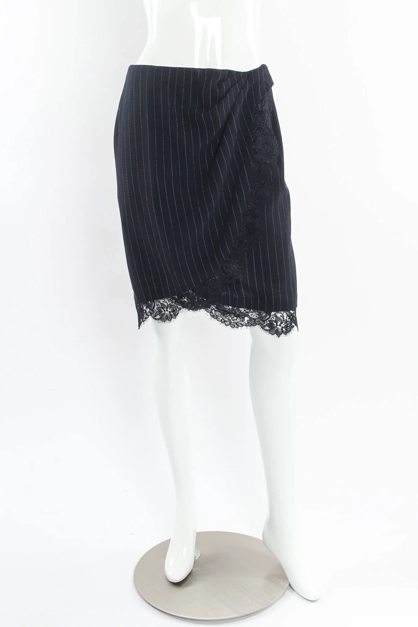 Pinstripe Lace Blazer & Skirt Set