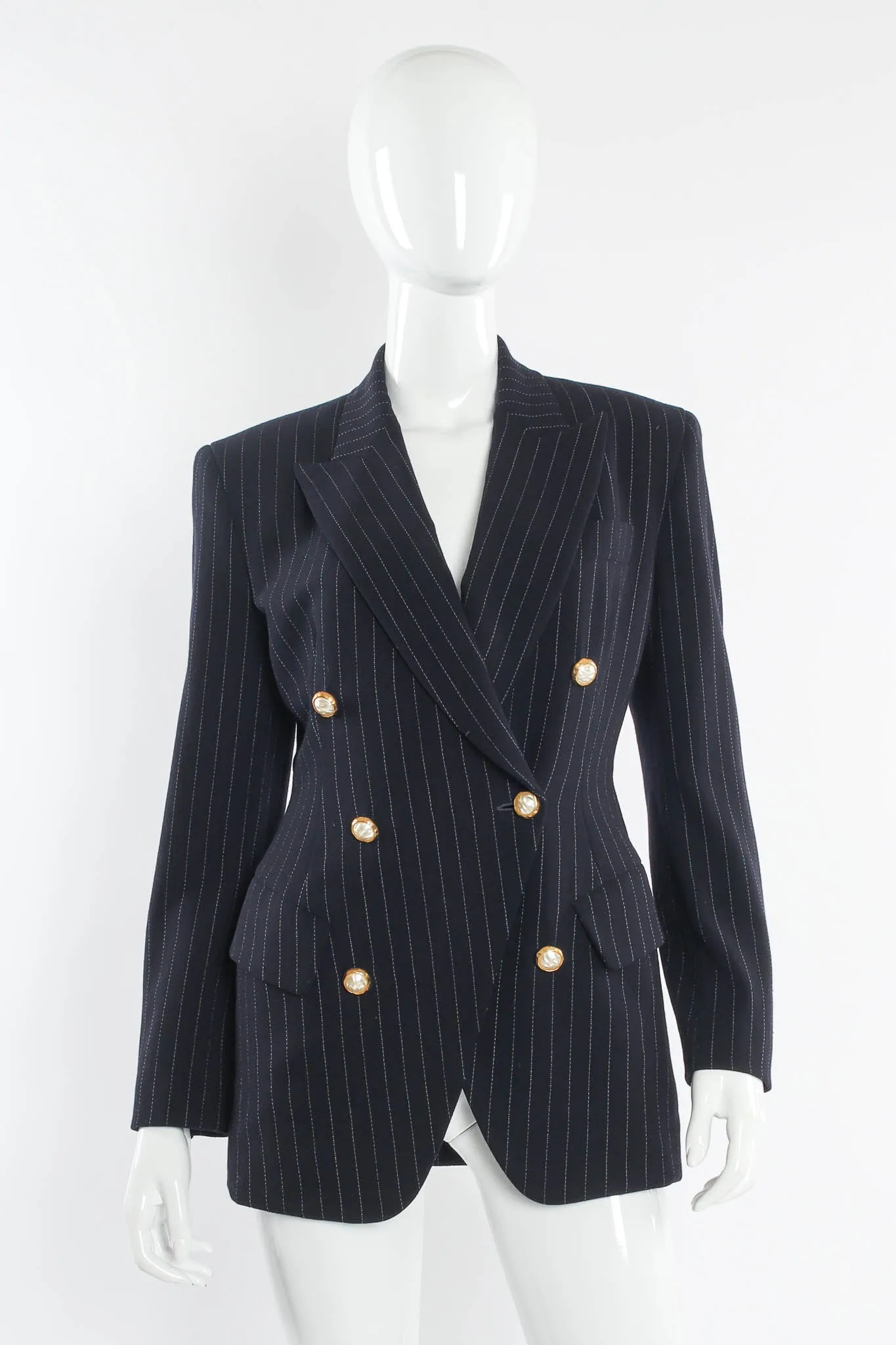 Pinstripe Lace Blazer & Skirt Set