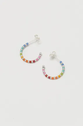 Rainbow Beaded Hoop Earrings